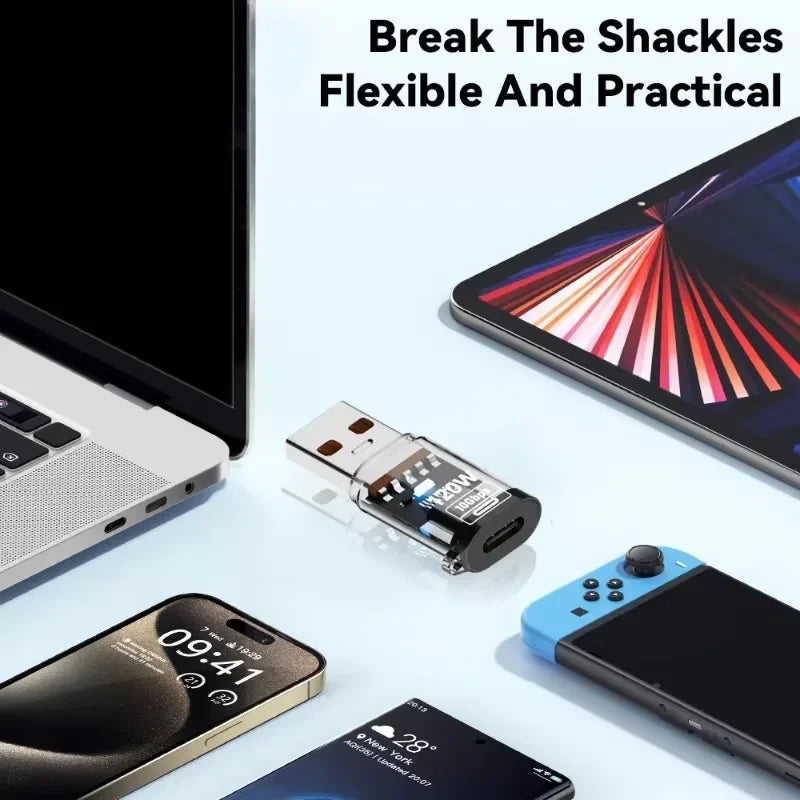 120W USB C OTG Adapter USB To Type C Data Transfer Charging Adapter 10Gbps USB Female To Type C Male Connector for IPhone 16 15