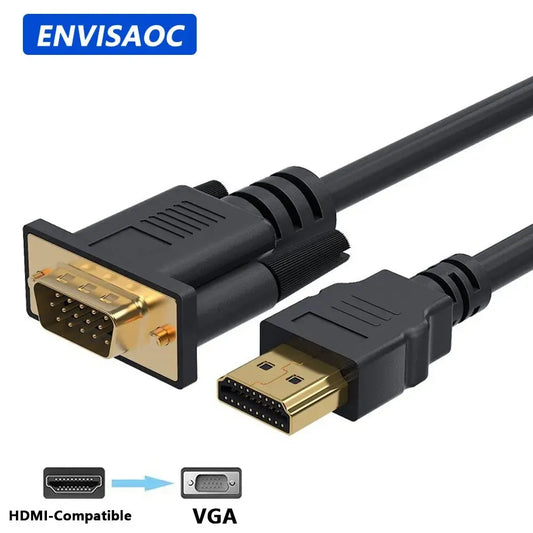 HDMI-Compatible to VGA Adapter Connector Line Converter Cable 1.8M FHD 1920*1080P For Desktop Laptop PC TV Monitor Projector